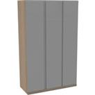 House Beautiful Escape Triple Wardrobe, Oak Effect Carcass - Gloss Grey Handleless Door (W) 1350mm x