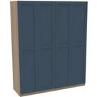 House Beautiful Realm Quad Wardrobe, Oak Effect Carcass - Navy Blue Shaker Doors (W) 1800mm x (H) 21