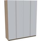 House Beautiful Escape Quad Wardrobe, Oak Effect Carcass - Gloss White Handleless Doors (W) 1800mm x