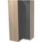 House Beautiful Realm Corner Wardrobe, Oak Effect Carcass - Carbon Grey Shaker Doors (W) 1053mm x (H) 2196mm