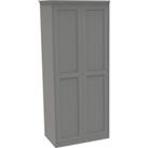 House Beautiful Realm Fitted Look Double Wardrobe, Oak Effect Carcass - Grey Shaker Doors (W) 1001mm x (H) 2256mm