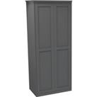 House Beautiful Realm Fitted Look Double Wardrobe, Oak Effect Carcass - Carbon Grey Shaker Doors (W)