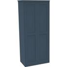 House Beautiful Realm Fitted Look Double Wardrobe, Oak Effect Carcass - Navy Blue Shaker Doors (W) 1