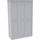 House Beautiful Realm Fitted Look Triple Wardrobe, Oak Effect Carcass - White Shaker Doors (W) 1451mm x (H) 2256mm