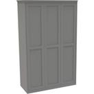 House Beautiful Realm Fitted Look Triple Wardrobe, Oak Effect Carcass - Grey Shaker Doors (W) 1451mm