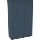 House Beautiful Realm Fitted Look Triple Wardrobe, Oak Effect Carcass -Navy Blue Shaker Doors (W) 14