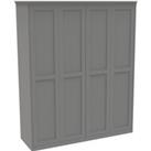 House Beautiful Realm Fitted Look Quad Wardrobe, Oak Effect Carcass - Grey Shaker Doors (W) 1901mm x