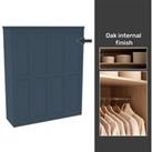 House Beautiful Realm Fitted Look Quad Wardrobe, Oak Effect Carcass - Navy Blue Shaker Doors (W) 1901mm x (H) 2256mm