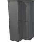 House Beautiful Realm Fitted Look Corner Wardrobe, Oak Effect Carcass - Carbon Grey Shaker Doors (W) 1103mm x (H) 2256mm