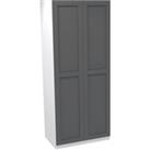 House Beautiful Realm Double Wardrobe, White Carcass - Carbon Grey Shaker Doors (W) 900mm x (H) 2196mm