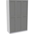 House Beautiful Realm Triple Wardrobe, White Carcass - Grey Shaker Doors (W) 1350mm x (H) 2196mm