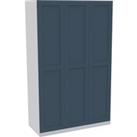 House Beautiful Realm Triple Wardrobe, White Carcass - Navy Blue Shaker Doors (W) 1350mm x (H) 2196mm