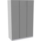 House Beautiful Escape Triple Wardrobe, White Carcass - Gloss Grey Handleless Doors (W) 1350mm x (H)