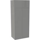 House Beautiful Honest Fitted Look Double Wardrobe, White Carcass - Gloss Grey Slab Doors (W) 940mm 