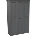 House Beautiful Realm Fitted Look Triple Wardrobe, White Carcass - Carbon Grey Shaker Doors (W) 1451