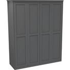 House Beautiful Realm Fitted Look Quad Wardrobe, White Carcass - Carbon Grey Shaker Doors (W) 1901mm x (H) 2256mm