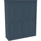 House Beautiful Realm Fitted Look Quad Wardrobe, White Carcass - Navy Blue Shaker Doors (W) 1901mm x (H) 2256mm