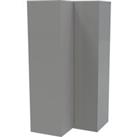 House Beautiful Escape Fitted Look Corner Wardrobe, White Carcass - Gloss Grey Handleless Doors (W) 