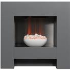 Adam Cubist Electric Fireplace Suite with Flat to Wall Fitting in Grey, 36 Inch