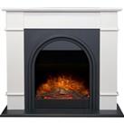 Adam Chesterfield Electric Fireplace Suite with Flat to Wall Fitting in White & Charcoal Grey, 4