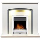 Adam Savanna Fireplace in Pure White & Grey with Downlights & Eclipse Electric Fire with Ins