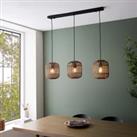 Saval 3 Lamp Pendant Diner Bar Light - Natural Bamboo
