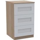 House Beautiful Realm Narrow Chest of Drawers - Oak Effect Carcass, White Shaker Drawer Fronts (W) 4