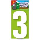 Pack of 2 Self Adhesive Wheelie Bin Numbers - White Number 3