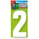 Pack of 2 Self Adhesive Wheelie Bin Numbers - White Number 2