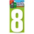 Pack of 2 Self Adhesive Wheelie Bin Numbers - White Number 8