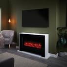 Suncrest Nebraska Electric Fireplace Suite with Remote Control & Flat to Wall Fitting - White
