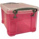 Really Useful Plastic Storage Box - Transparent Bright Pink - 1.6L