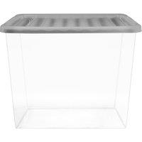 80L Storage Box with Clear Base and Grey Lid