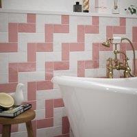 Country Living Artisan Peony Blush Ceramic Wall Tile 150x75mm (Sample Only)