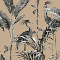 Belgravia Azzurra Palm Leaf Heron Birds And Foliage Wallpaper - Various Colours