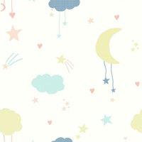 Next Moon & Stars Pastel Wallpaper