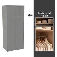 House Beautiful Honest Fitted Look Double Wardrobe, Oak Effect Carcass - Gloss Grey Slab Doors (W) 940mm x (H) 2226mm