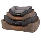 Scruffs Windsor Dog Box Bed - Luxury Puppy Quilted Rich Tweed Pet Check Chenille