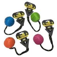 Happy Pet Atomic Rope Ball Dog Toy Strong Puppy Rubber Chew Tough Fetch Tug Fun