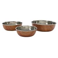 Rosewood Dog Bowl Wood Effect Stainless Steel Non Slip Puppy Pet Feed Dish