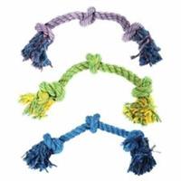 Nuts For Knots Dog Toy 3 Knot Twisted Cotton Rope - Happy Pet Fetch Tug Chew Fun