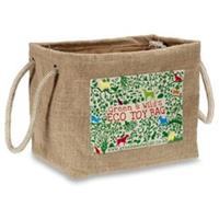Pet Toy Box Dog Storage Jute Bag with Handle Green & Wilds Foldable Puppy Basket
