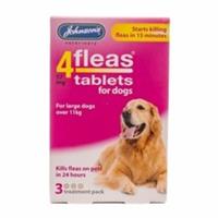 Johnson's 4-Fleas Tablet 3 Pack For Large Dog Over 11kg - Kill & Prevent Fleas