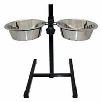 Happy Pet Adjustable Double Diner Dog Puppy Food Water Bowl Elevated Dish Stand