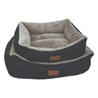 HugglePets Dog Bed Plush Luxury Lounger Black and Grey Soft Puppy Sleep Box