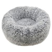 Rosewood Dog Bed Stylish Round Silver Fluff Non Slip Base Puppy Cat Pet Sleeping