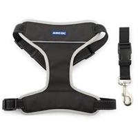 Ancol Dog Padded Car Harness Travel & Walking Seatbelt Clip Lead Safety - Black