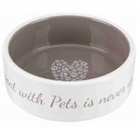 Trixie Ceramic Dog Bowl "TIME SPENT WITH PETS IS NEVER WASTED" Food & Water Dish