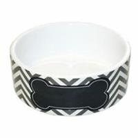 Happy Pet Chevron Dog Bowl Grey Puppy Food & Water Ceramic Feeding Dish 3 Sizes