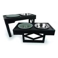 HugglePets Double Dog Diner Pet Stainless Steel Bowl Adjustable Dishwasher Safe